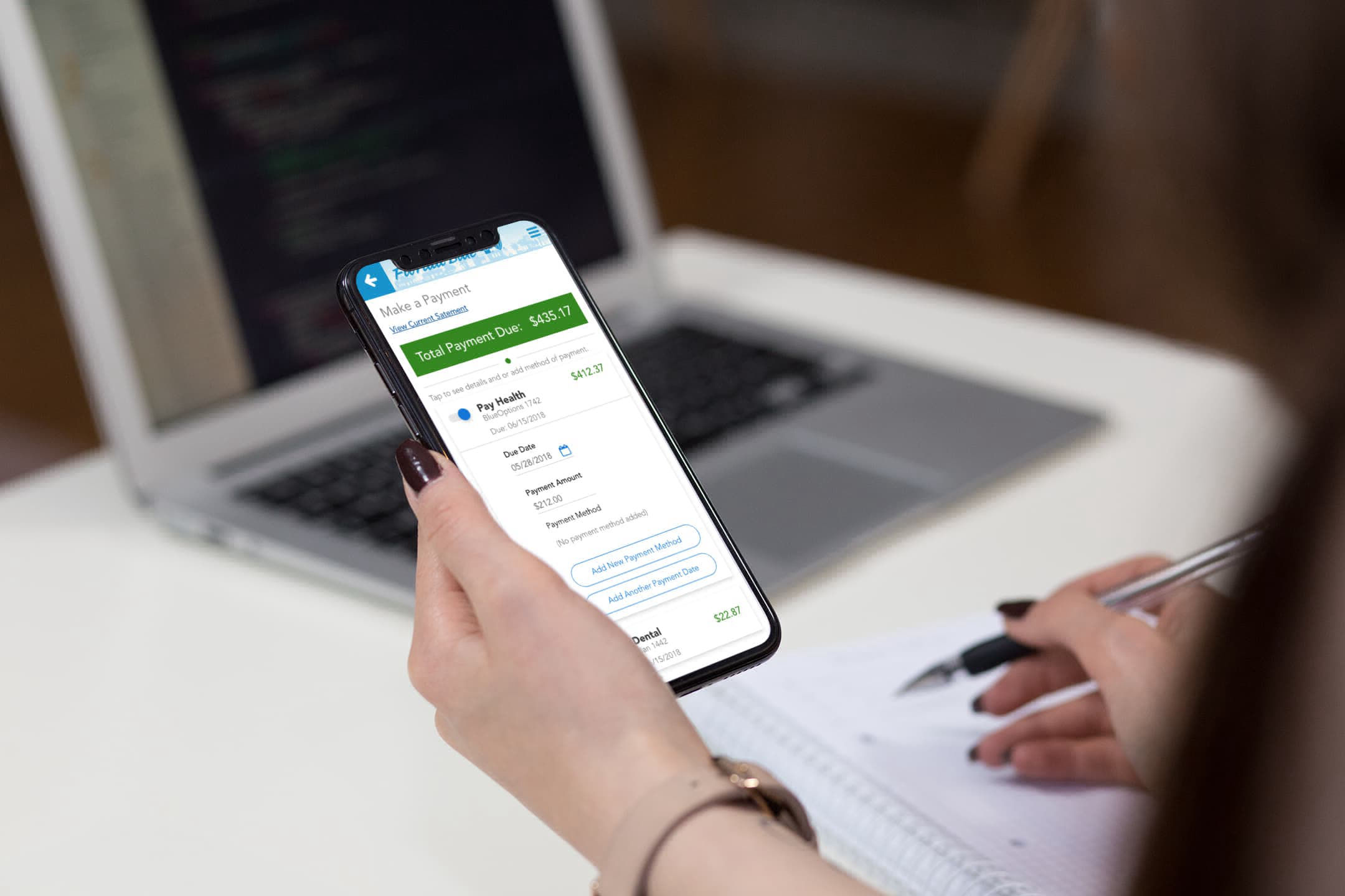 Mobile billing detail view with expanded charge categories